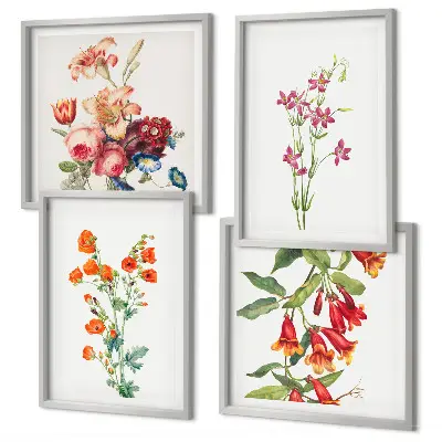 Wanddeko-Set mit Blumenmalerei im Retro-Stil