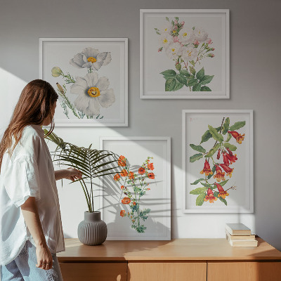 Polyptychon mit rahmen Retro-Blumenmalerei
