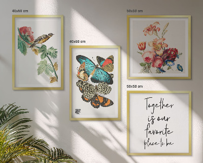 Wanddeko-set Blumen, Schmetterlinge, Vögel, Pastellfarben