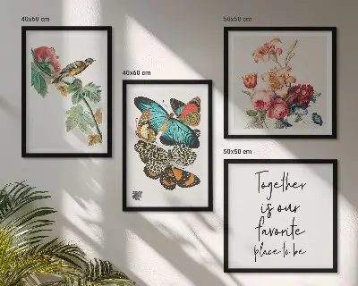 Wanddeko-Set mit Blumen, Schmetterlingen und Vögeln in Pastellfarben