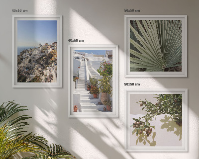 Wanddeko-set Weiße Treppe mit Blick auf Santorini