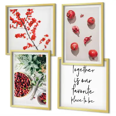 Polyptychon mit Rahmen minimalistische Darstellung roter Früchte von Pflanzen