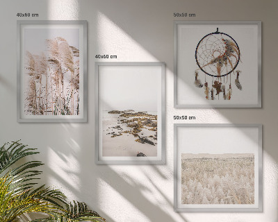 Polyptychon mit rahmen Wiesen, Strand, Boho-Stil