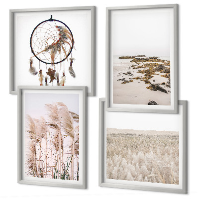 Polyptychon mit rahmen Wiesen, Strand, Boho-Stil