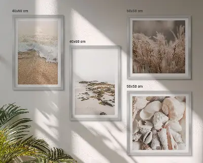 Wanddeko-Set mit Strandgras, Wellen und Steinen im Boho-Stil
