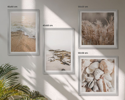 Wanddeko-set Strandgras, Wellen, Steine, Boho-Stil