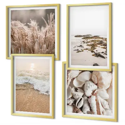 Wanddeko-Set mit Strandgras, Wellen und Steinen im Boho-Stil