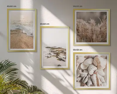 Wanddeko-Set mit Strandgras, Wellen und Steinen im Boho-Stil