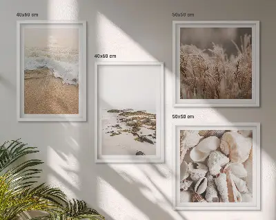 Wanddeko-Set mit Strandgras, Wellen und Steinen im Boho-Stil