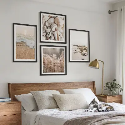 Wanddeko-Set mit Strandgras, Wellen und Steinen im Boho-Stil
