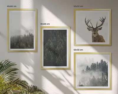 Wanddeko-Set grüne Wälder mit nebliger Landschaft