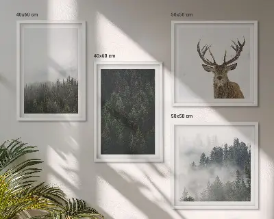 Wanddeko-Set grüne Wälder mit nebliger Landschaft