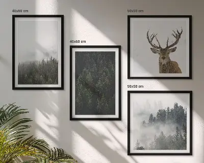 Wanddeko-Set grüne Wälder mit nebliger Landschaft