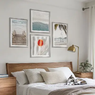 Polyptychon mit Rahmen Strandatmosphäre durch hölzerne Treppen