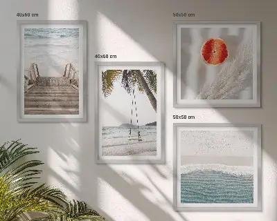 Polyptychon mit Rahmen Strandatmosphäre durch hölzerne Treppen
