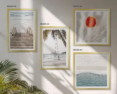 Polyptychon mit Rahmen Strandatmosphäre durch hölzerne Treppen