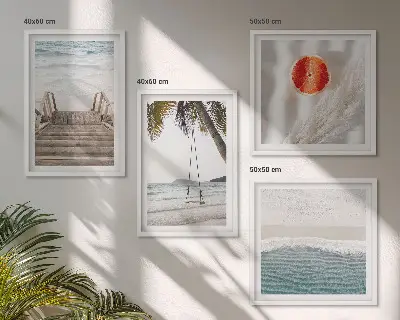 Polyptychon mit Rahmen Strandatmosphäre durch hölzerne Treppen