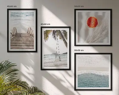 Polyptychon mit Rahmen Strandatmosphäre durch hölzerne Treppen
