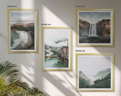 Wanddeko-Set mit Motiv Bergstrände, Wolken und Wasser