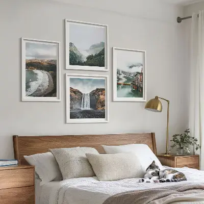 Wanddeko-Set mit Motiv Bergstrände, Wolken und Wasser