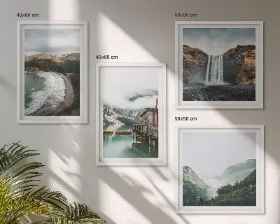 Wanddeko-Set mit Motiv Bergstrände, Wolken und Wasser