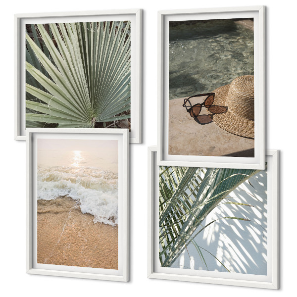 Polyptychon mit rahmen Strandhut und Sonnenbrille