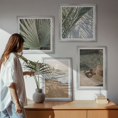 Polyptychon mit rahmen Strandhut und Sonnenbrille