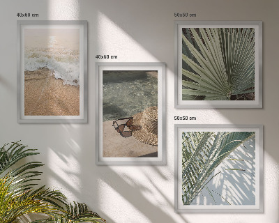 Polyptychon mit rahmen Strandhut und Sonnenbrille