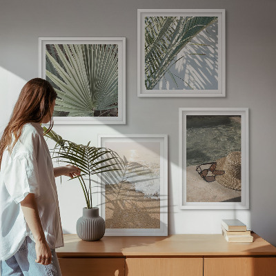 Polyptychon mit rahmen Strandhut und Sonnenbrille
