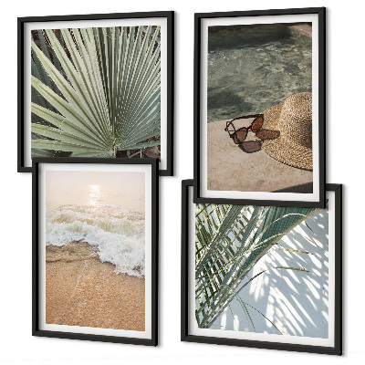 Polyptychon mit rahmen Strandhut und Sonnenbrille