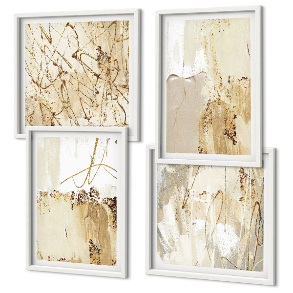 Wanddeko-set Abstrakte Muster beige weiß