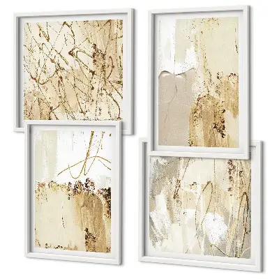Wanddeko-Set mit abstrakten Mustern in Beige und Weiß