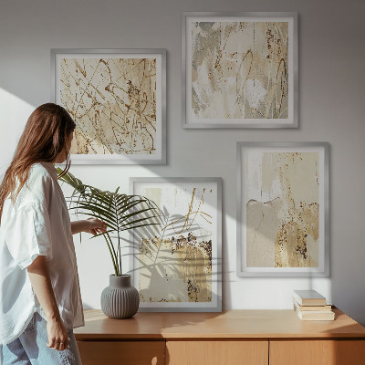 Wanddeko-set Abstrakte Muster beige weiß
