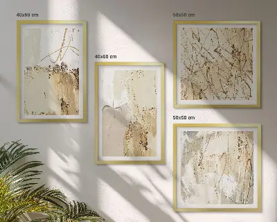 Wanddeko-Set mit abstrakten Mustern in Beige und Weiß