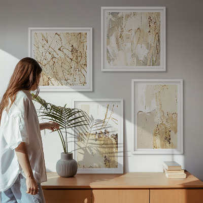 Wanddeko-set Abstrakte Muster beige weiß
