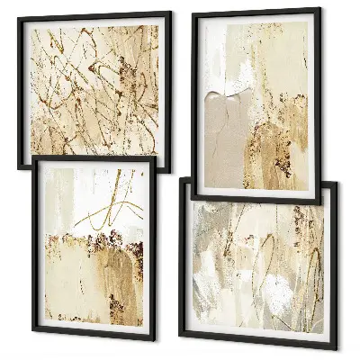 Wanddeko-Set mit abstrakten Mustern in Beige und Weiß