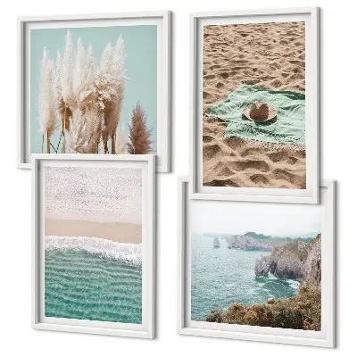 Wanddeko-Set Motiv Strandwellen mit Grashut