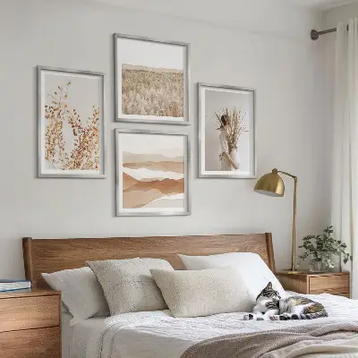 Pflanzenmotive im Boho-Stil als gerahmtes Polyptychon