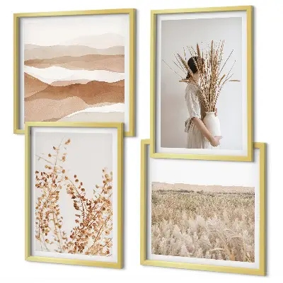 Pflanzenmotive im Boho-Stil als gerahmtes Polyptychon