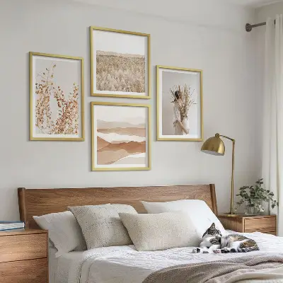Pflanzenmotive im Boho-Stil als gerahmtes Polyptychon