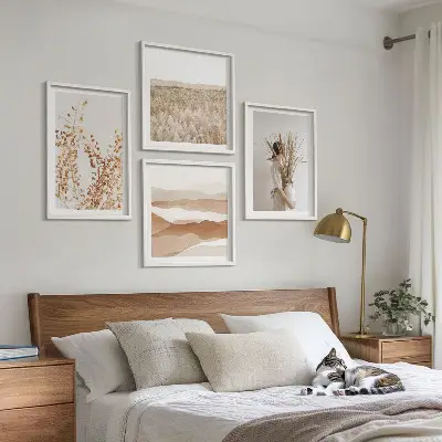Pflanzenmotive im Boho-Stil als gerahmtes Polyptychon