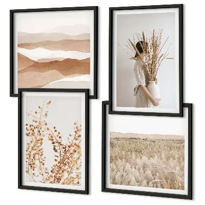 Pflanzenmotive im Boho-Stil als gerahmtes Polyptychon