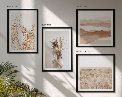 Polyptychon mit rahmen Pflanzenmotive im Boho-Stil
