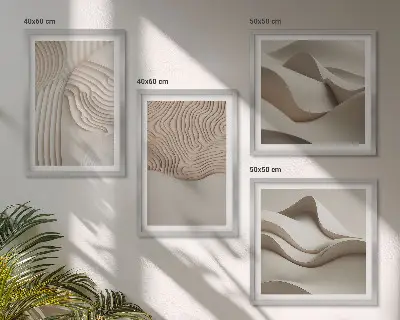 Wanddeko-Set abstrakte Wellen auf Sand