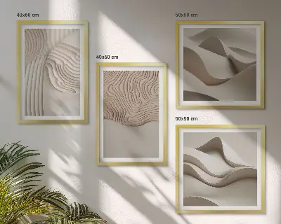 Wanddeko-Set abstrakte Wellen auf Sand