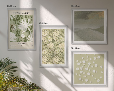 Polyptychon mit rahmen Florale Abstraktionen im Boho-Stil
