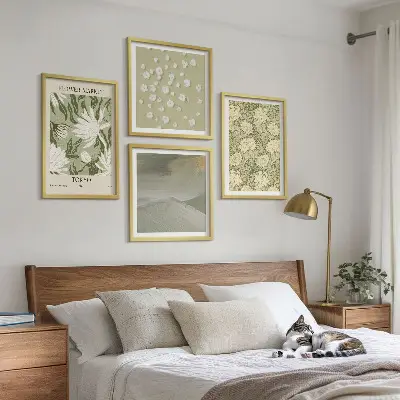 Florale Abstraktionen im Boho-Stil als gerahmtes Polyptychon