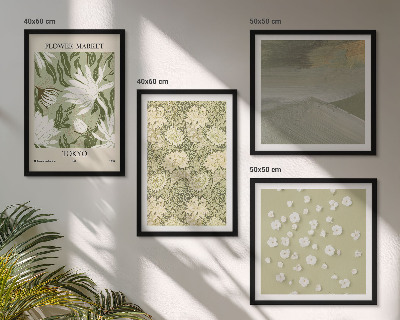 Polyptychon mit rahmen Florale Abstraktionen im Boho-Stil