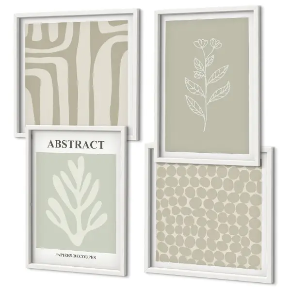 Wanddeko-Set mit botanischen und geometrischen Motiven