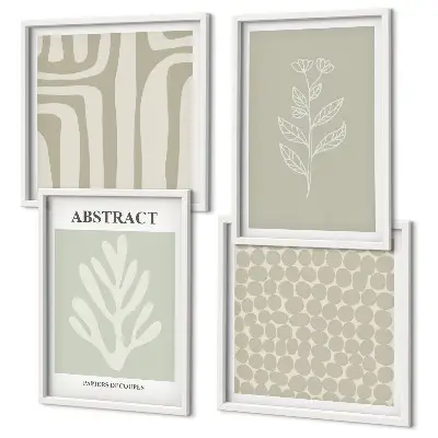 Wanddeko-Set mit botanischen und geometrischen Motiven